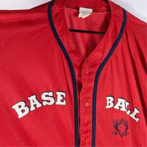 Vintage Athletic Works XL Baseball Jersey Red Mesh Button Front Made USA